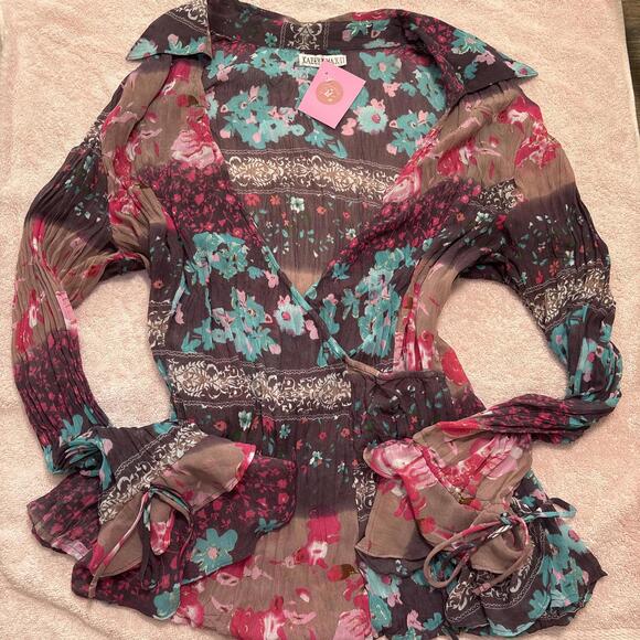 Tops - vintage silky wrap‎ fairy core blouse